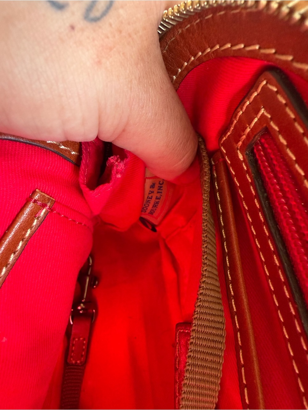 Dooney & Bourke Fuchsia Pebble Leather Mini Satchel with Brown Trim - Picture 10 of 11